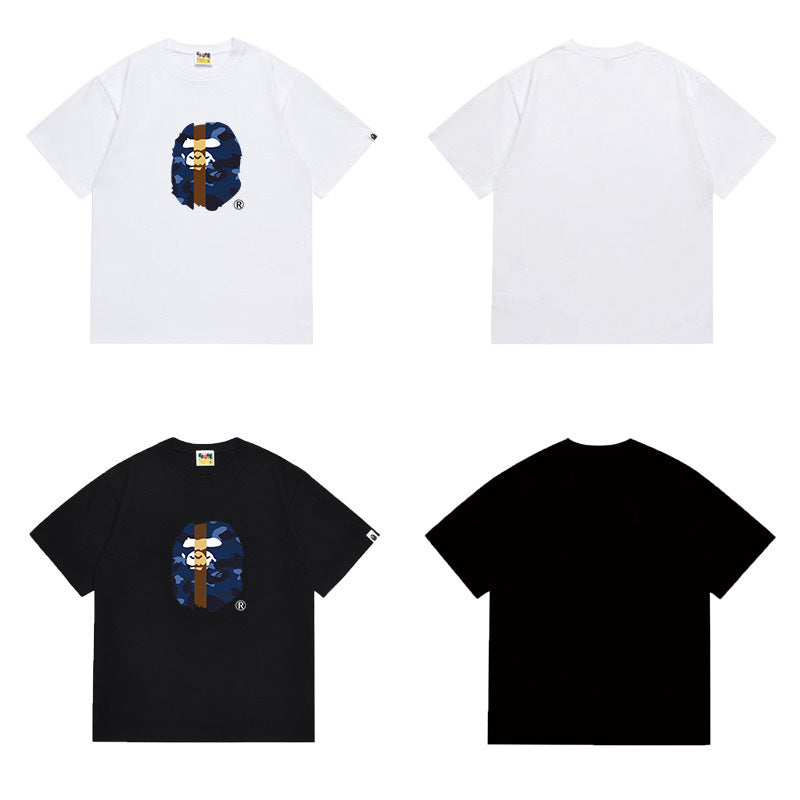 Bathing Shark and ape head print T Shirts NextBlock