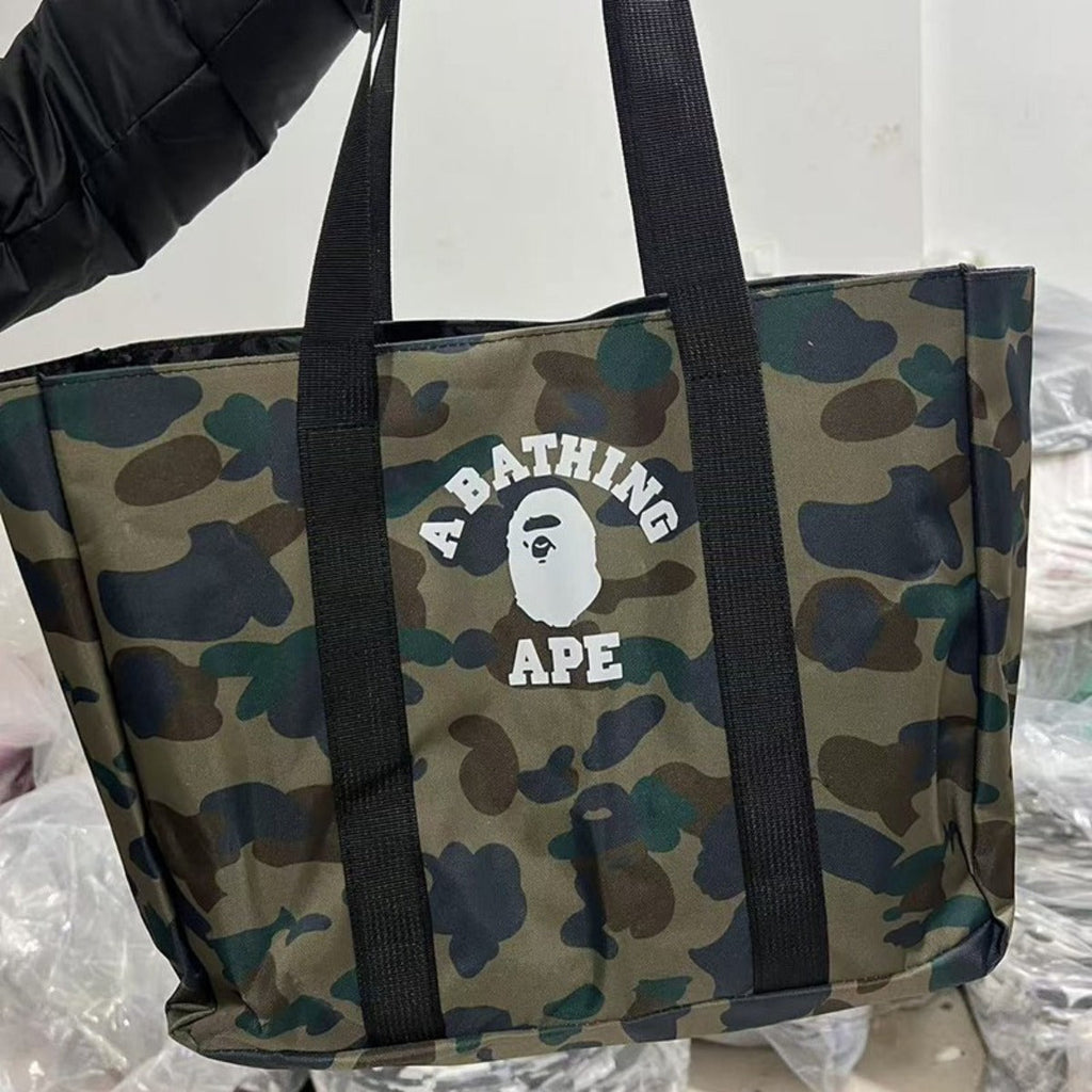 Bathing Shark and ape head print Bag Camouflage Large Capacity Waterproof Casual Shoulder Portable Tote Bag NextBlock