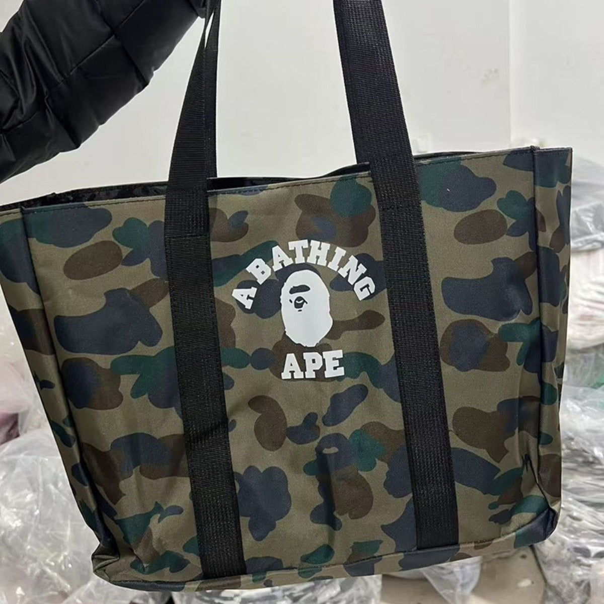 Bathing Shark and ape head print Bag Camouflage Large Capacity Waterproof Casual Shoulder Portable Tote Bag NextBlock