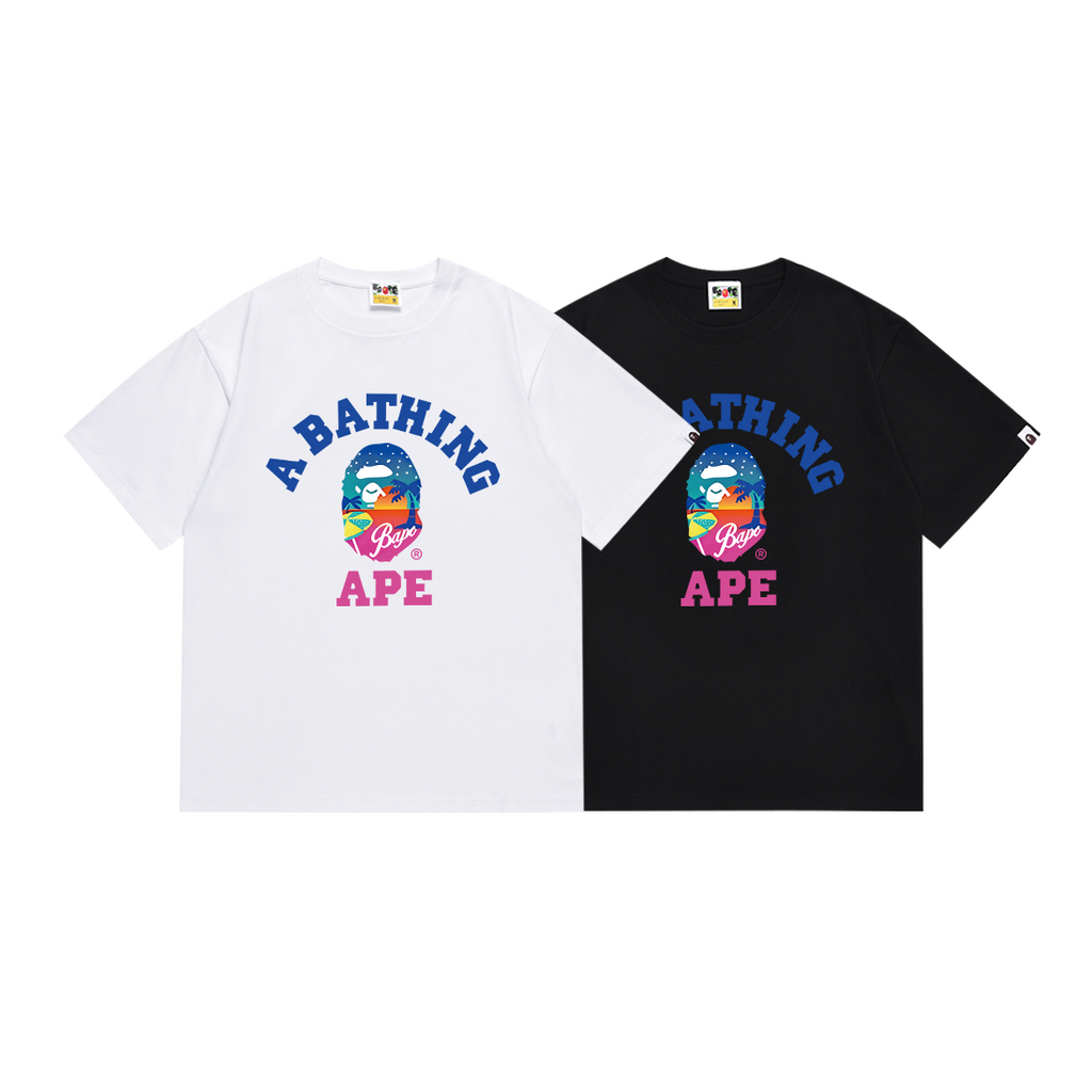 Bathing Shark and ape head print T Shirts NextBlock