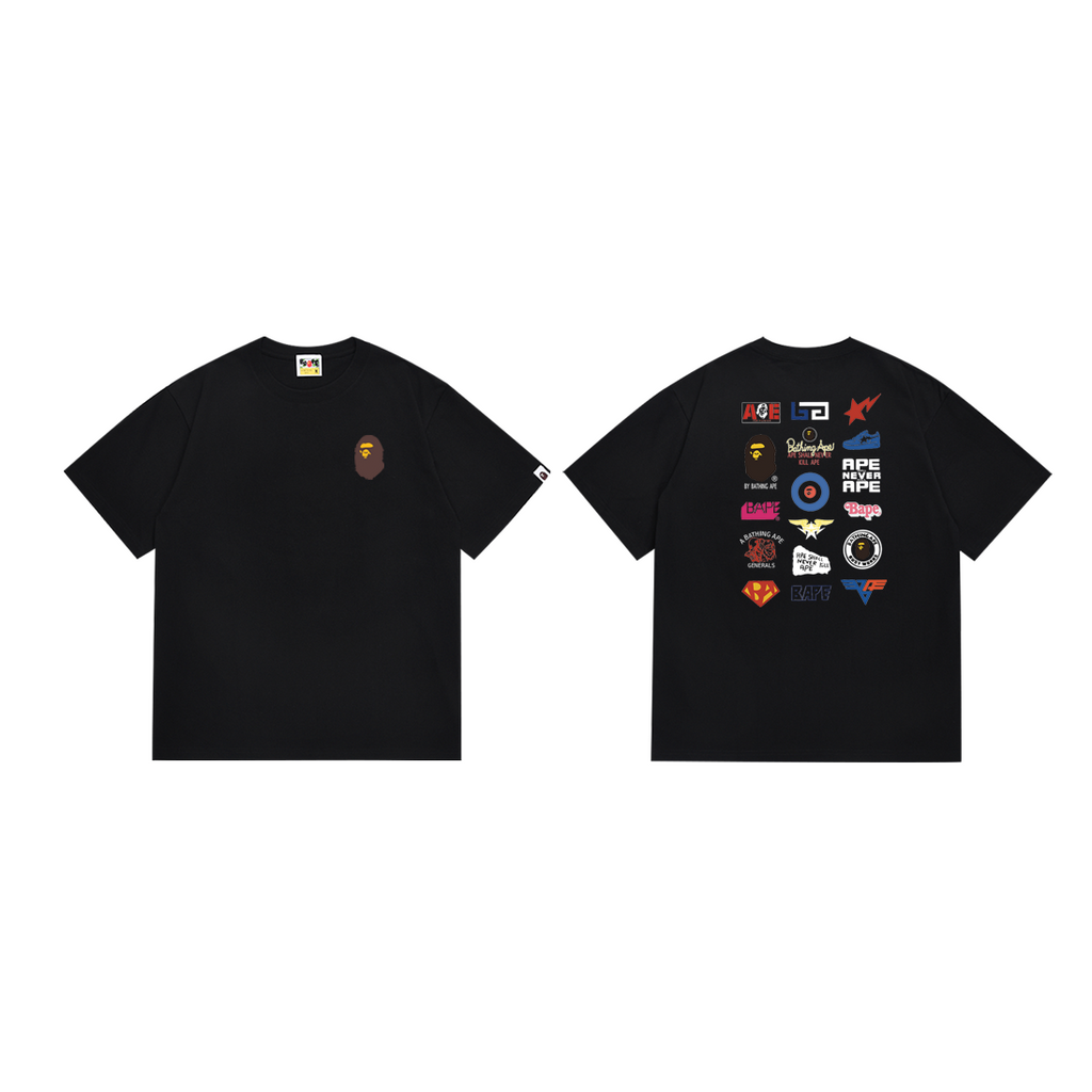 Bathing Shark and ape head print T-Shirt NextBlock
