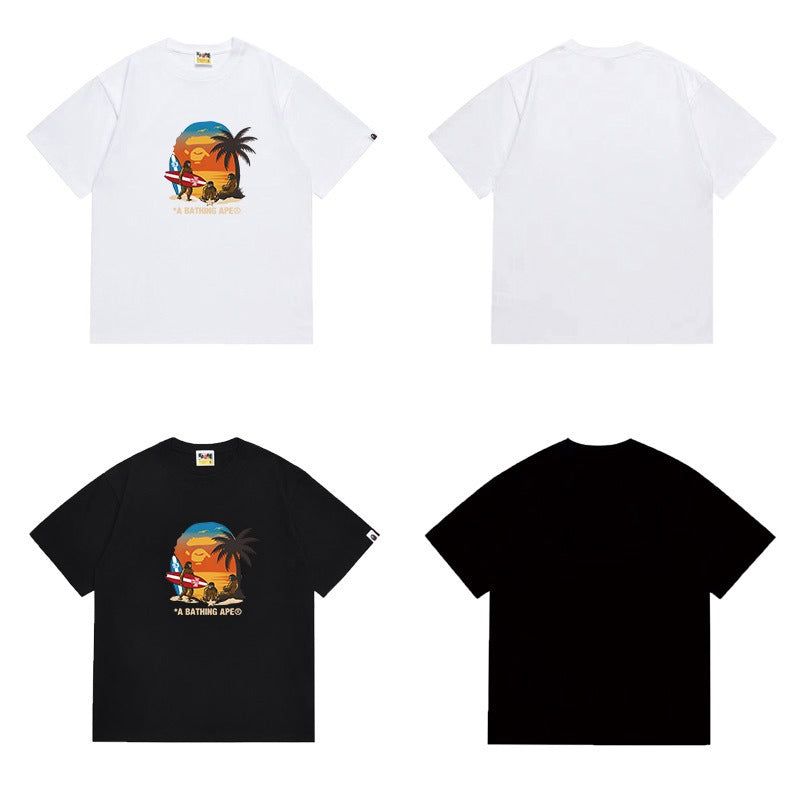 Bathing Shark and ape head print T Shirts NextBlock