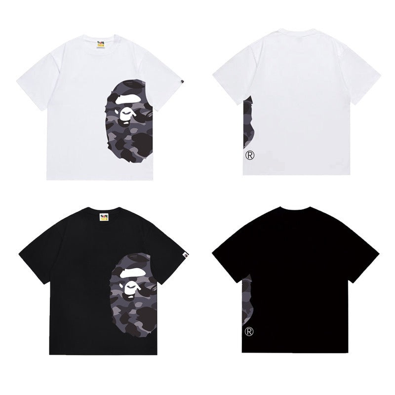 Bathing Shark and ape head print T Shirts NextBlock