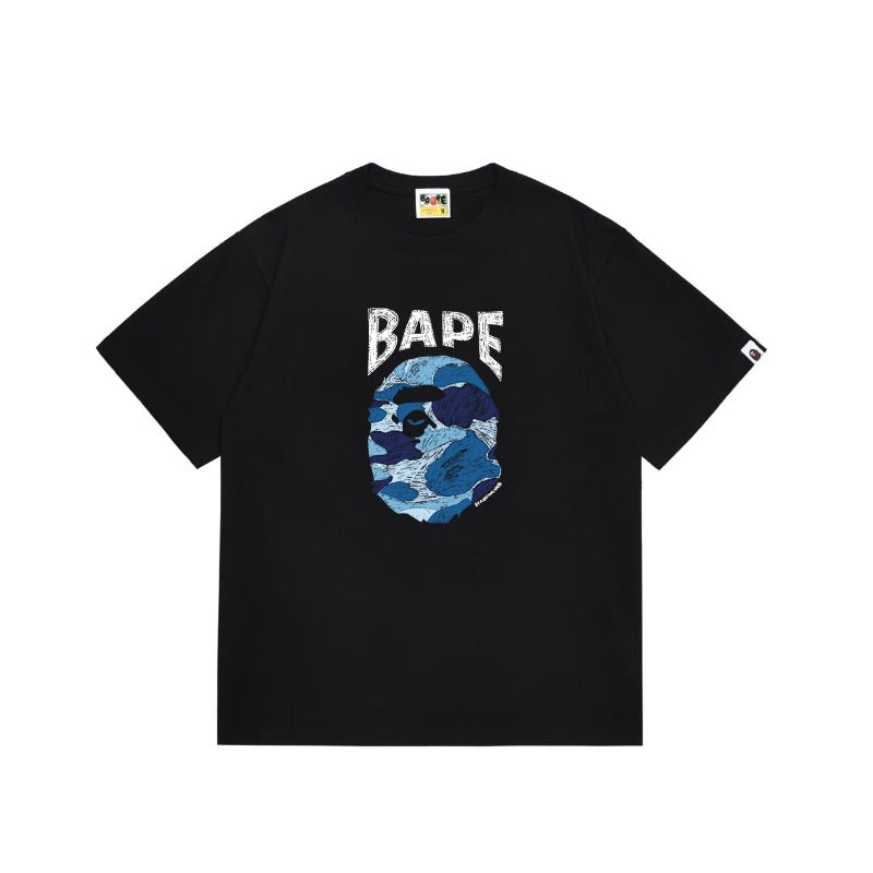 Bathing Shark and ape head print T Shirts NextBlock