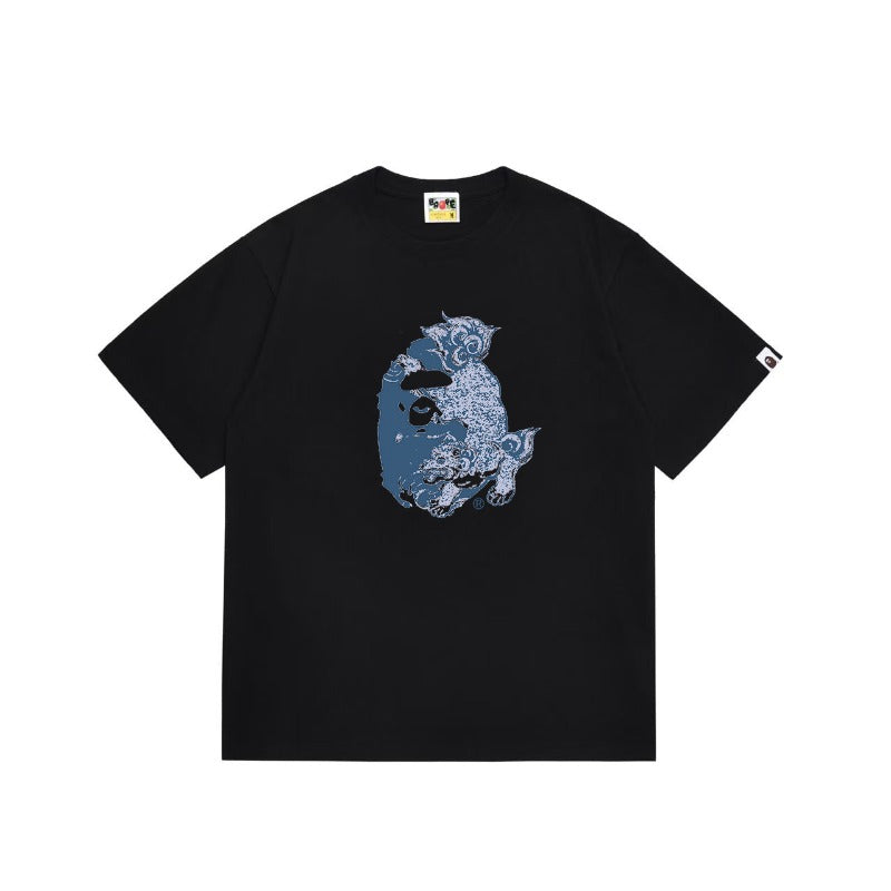 Bathing Shark and ape head print T Shirts NextBlock