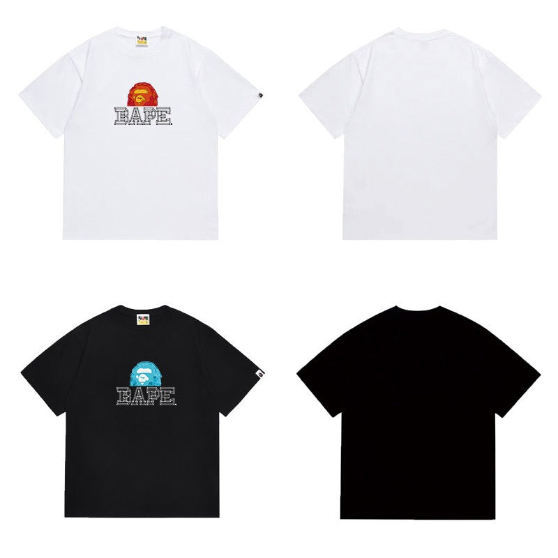 Bathing Shark and ape head print T Shirts NextBlock