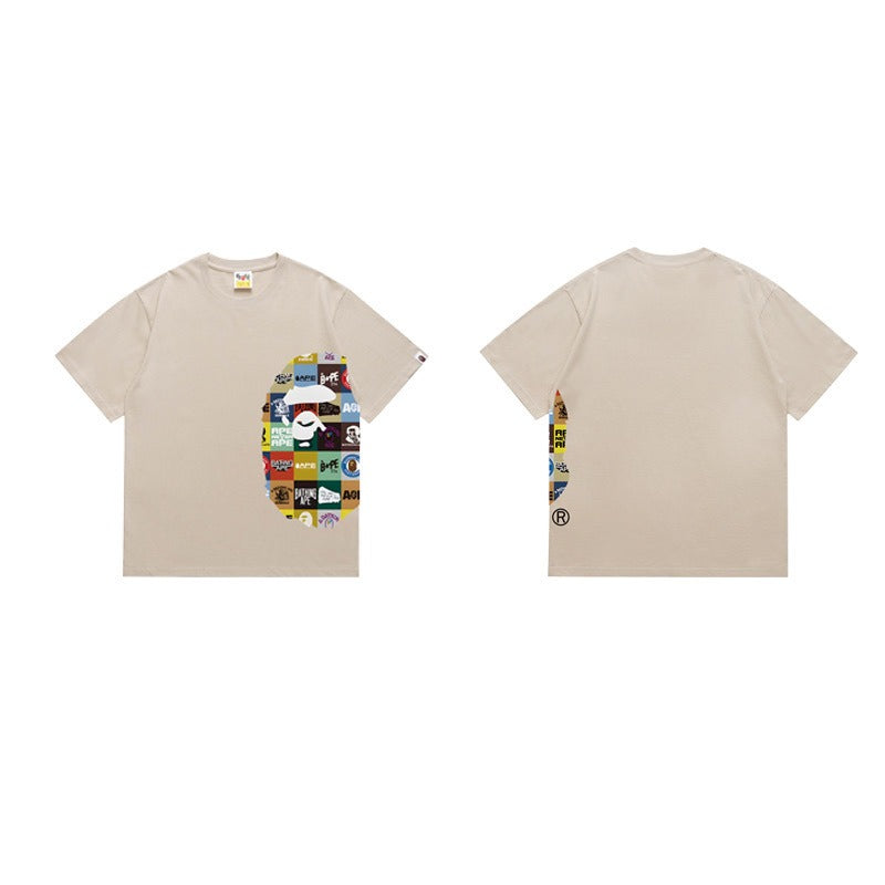 Bathing Shark and ape head print T Shirts NextBlock