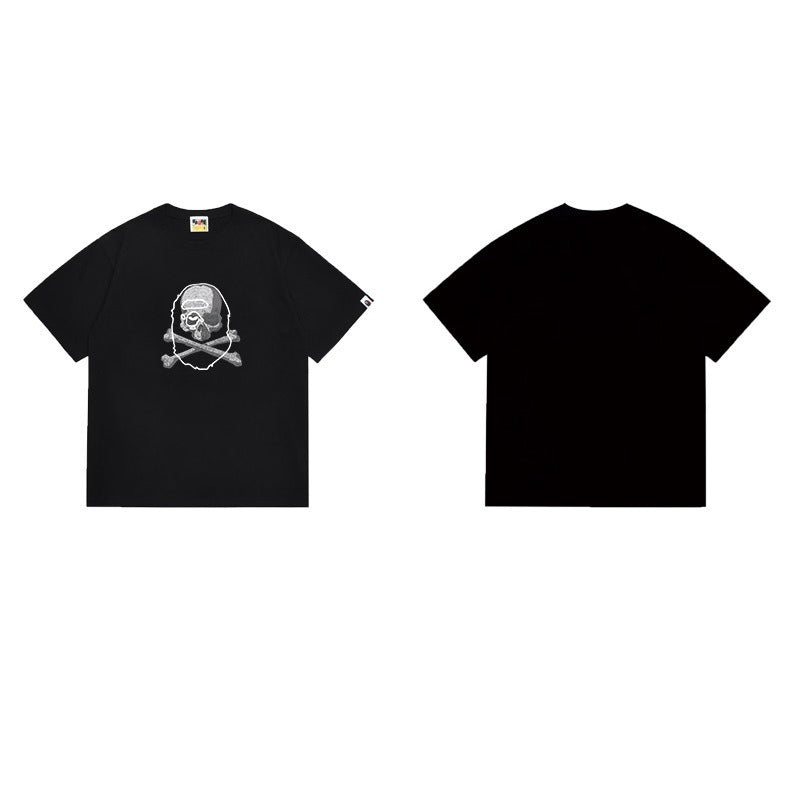 Bathing Shark and ape head print T Shirts NextBlock