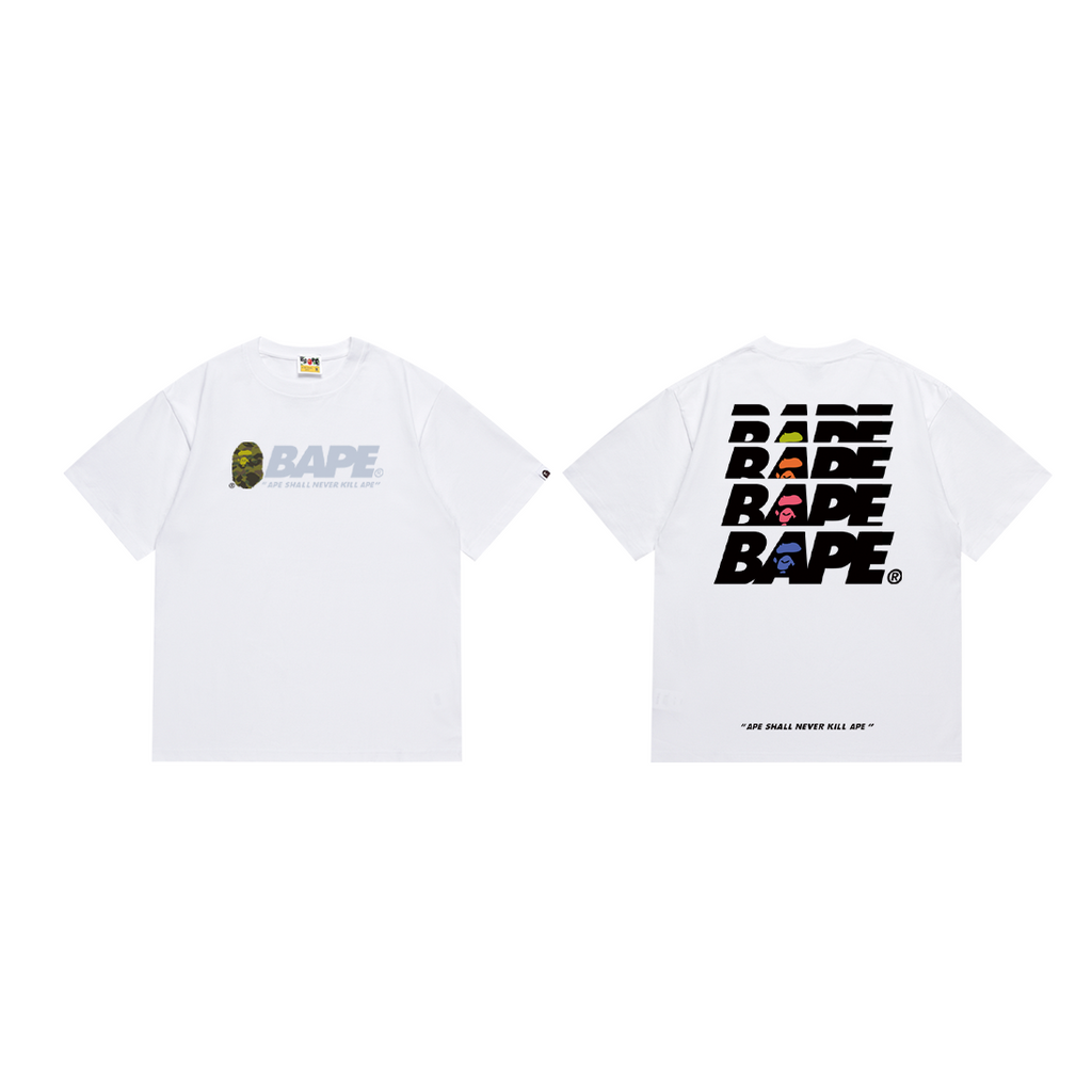 Bathing Shark and ape head print T-Shirt NextBlock