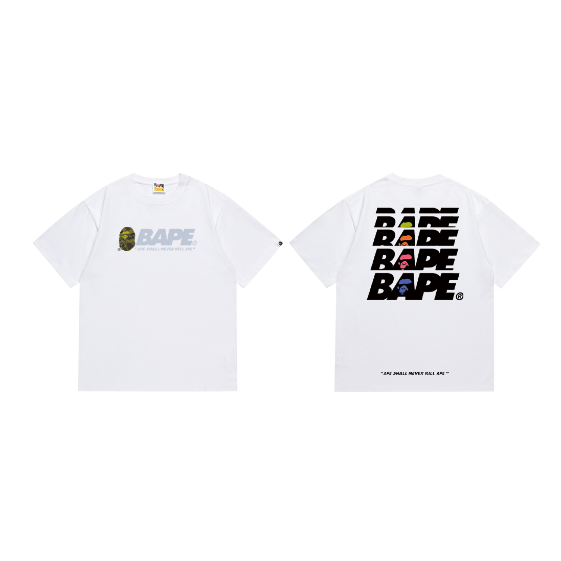 Bathing Shark and ape head print T-Shirt NextBlock