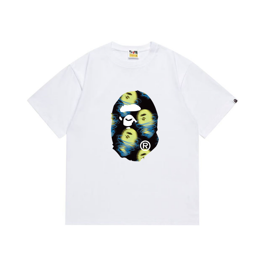 Bathing Shark and ape head print T-Shirt NextBlock