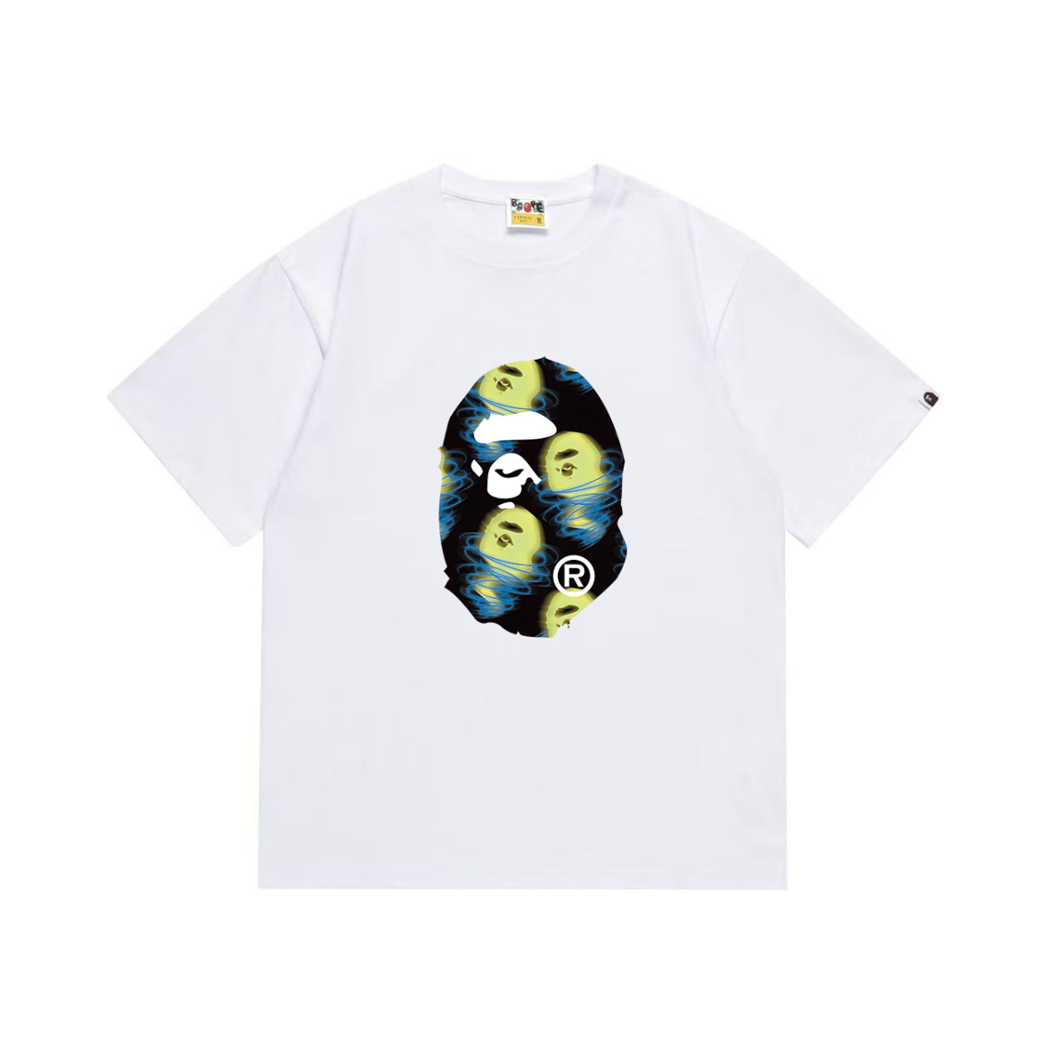 Bathing Shark and ape head print T-Shirt NextBlock