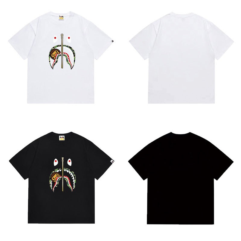 Bathing Shark and ape head print T Shirts NextBlock