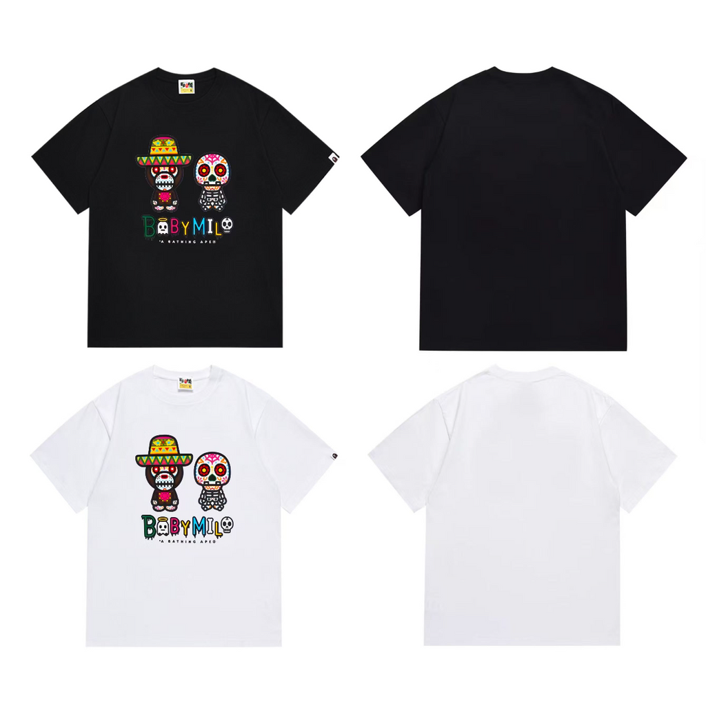 Bathing Shark and ape head print T-Shirt NextBlock