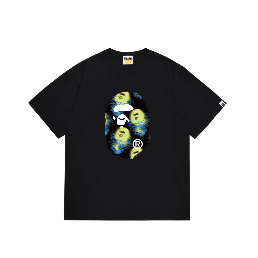 Bathing Shark and ape head print T-Shirt NextBlock