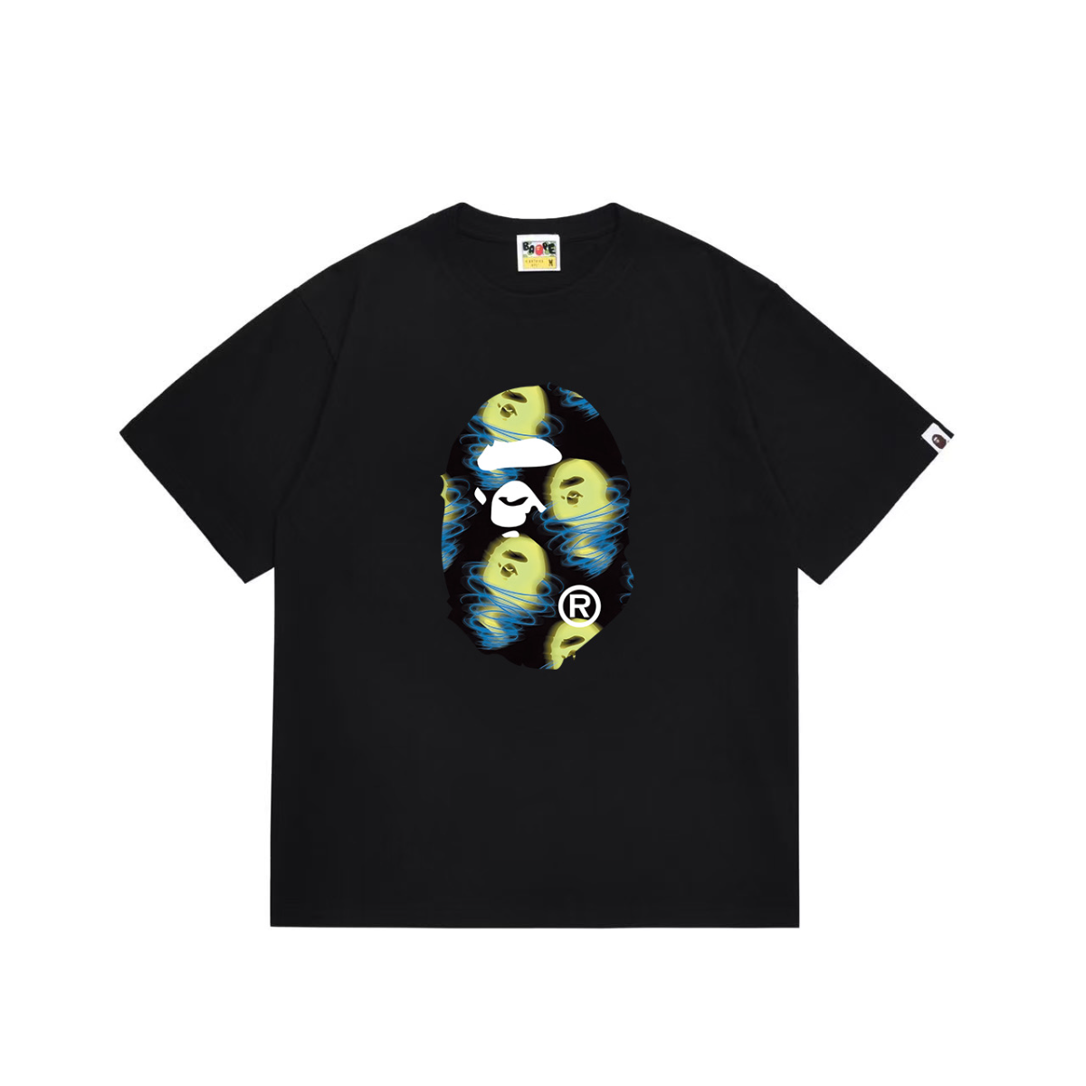 Bathing Shark and ape head print T-Shirt NextBlock