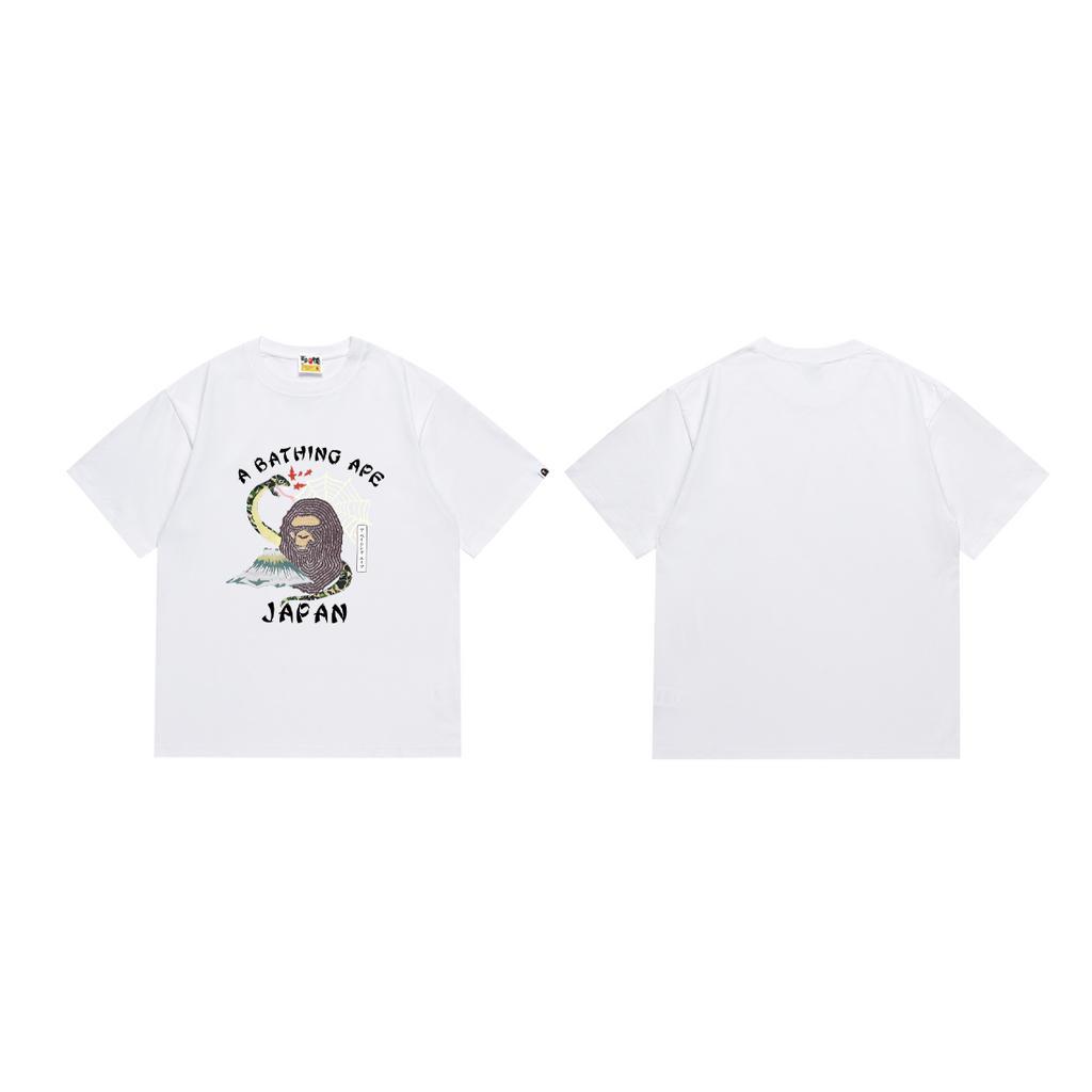 Bathing Shark and ape head print T-Shirt NextBlock