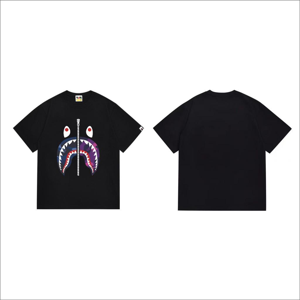 Bathing Shark and ape head print T-Shirt NextBlock
