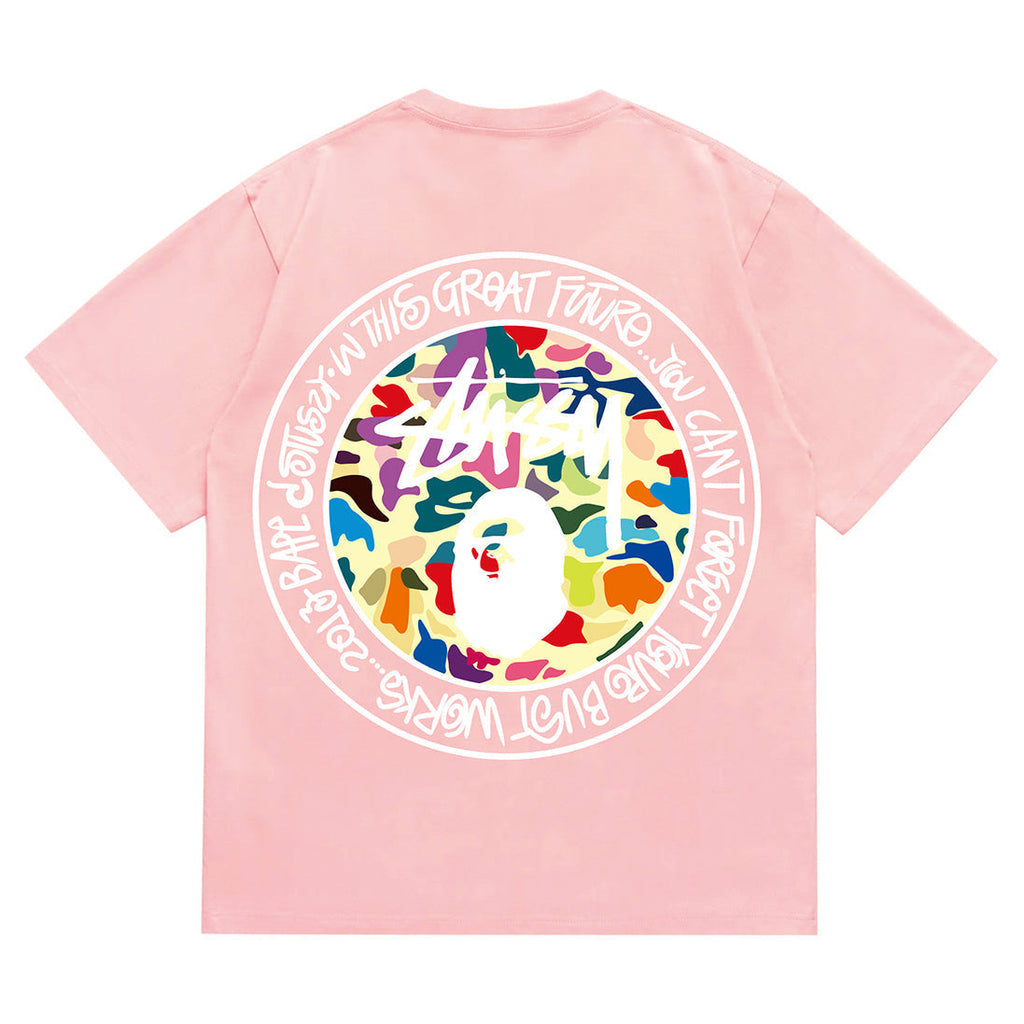 Bathing Shark and ape head print T-Shirt NextBlock