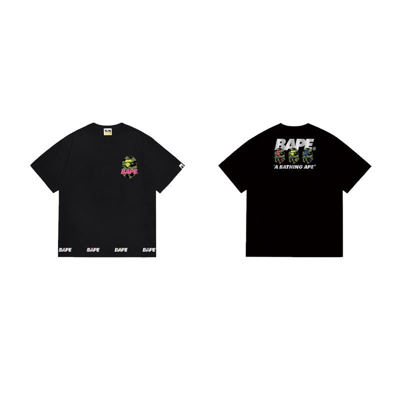 Bathing Shark and ape head print T Shirts NextBlock