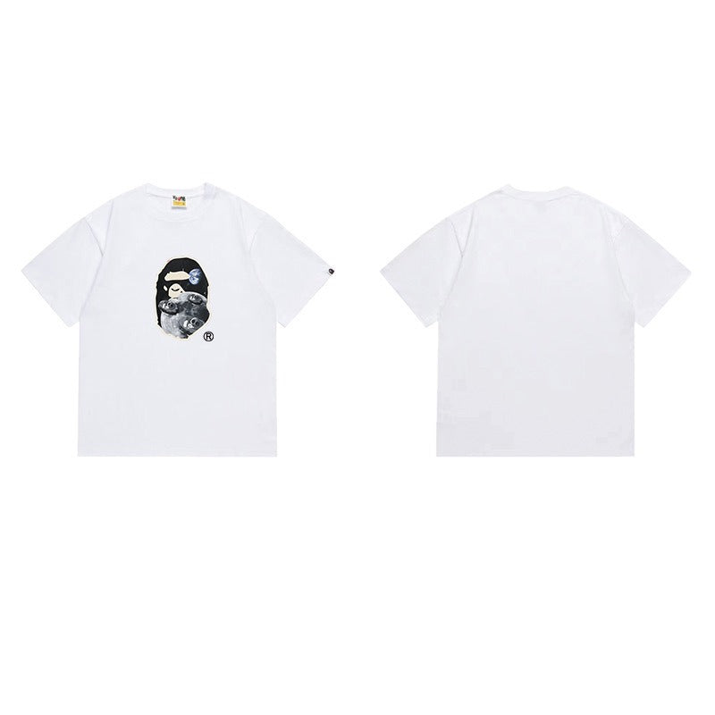 Bathing Shark and ape head print T Shirts NextBlock