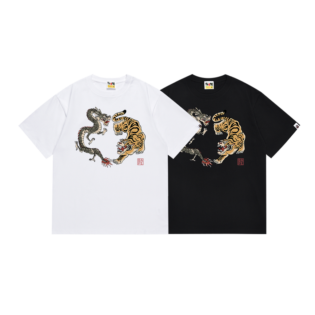 Bathing Shark and ape head print T Shirts NextBlock