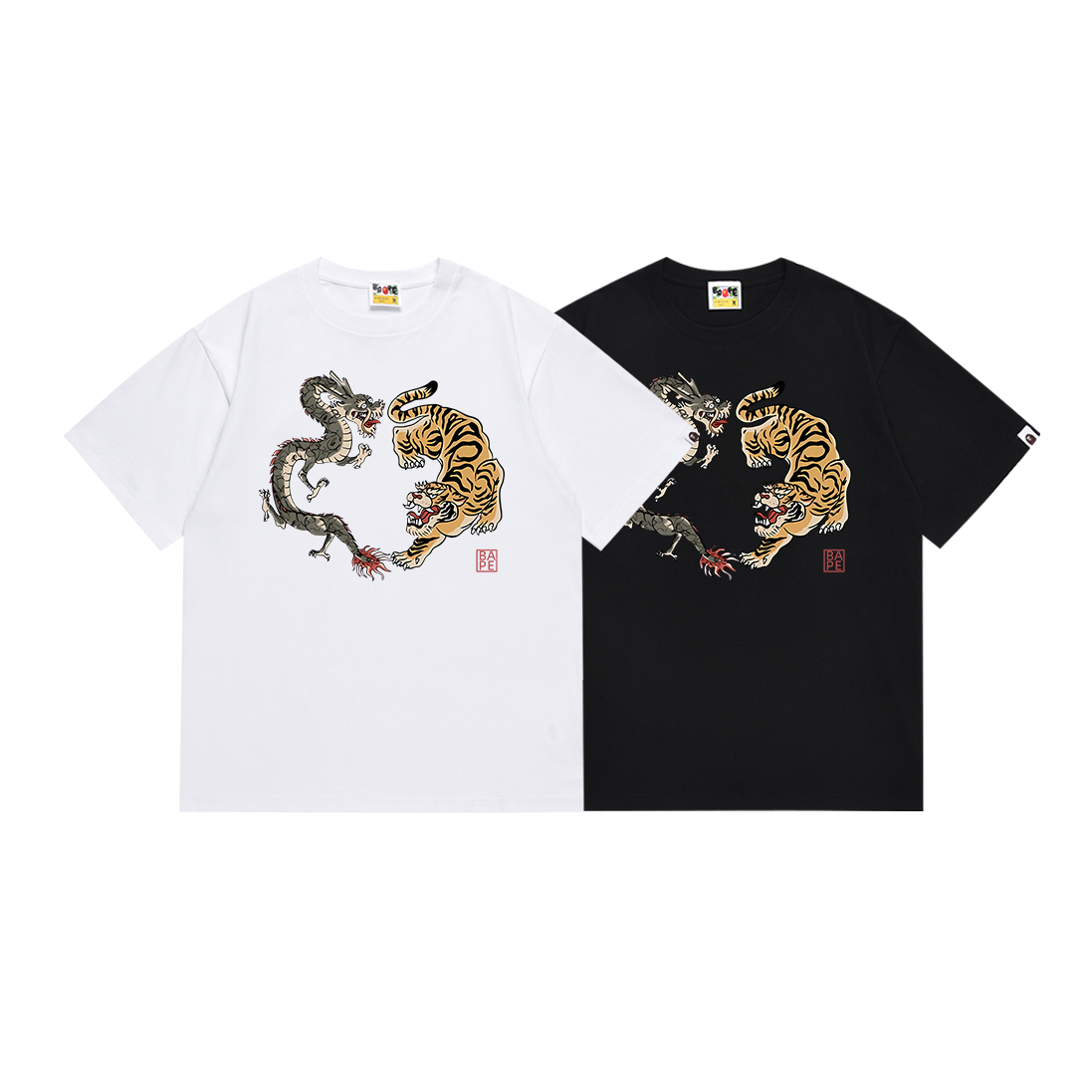 Bathing Shark and ape head print T Shirts NextBlock