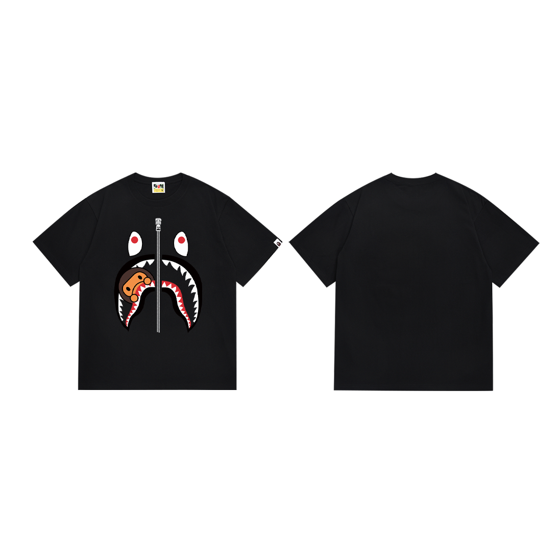 Bathing Shark and ape head print T-Shirt NextBlock