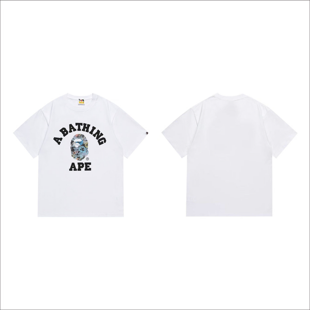 Bathing Shark and ape head print T-Shirt NextBlock