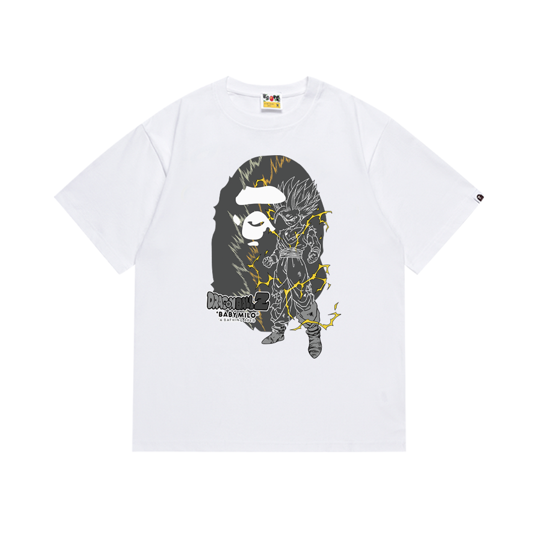 Bathing Shark and ape head print T-Shirt NextBlock