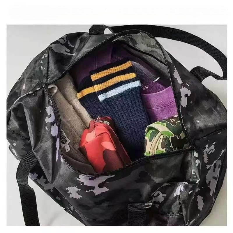 Bathing Shark and ape head print Bag Checkered camouflage shoulder bag , swimming / gym bag , tote travel bag NextBlock
