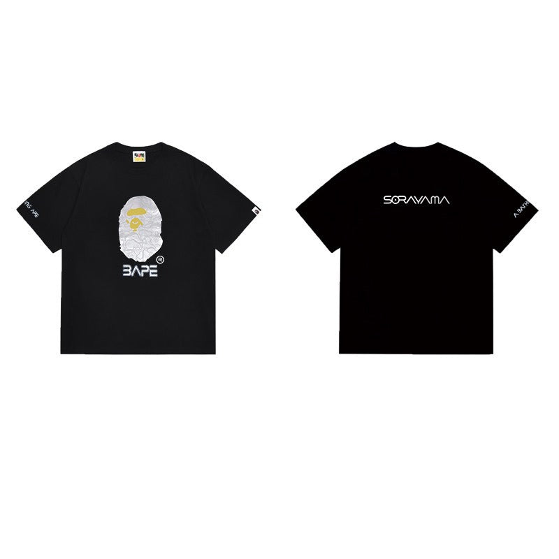 Bathing Shark and ape head print T Shirts NextBlock
