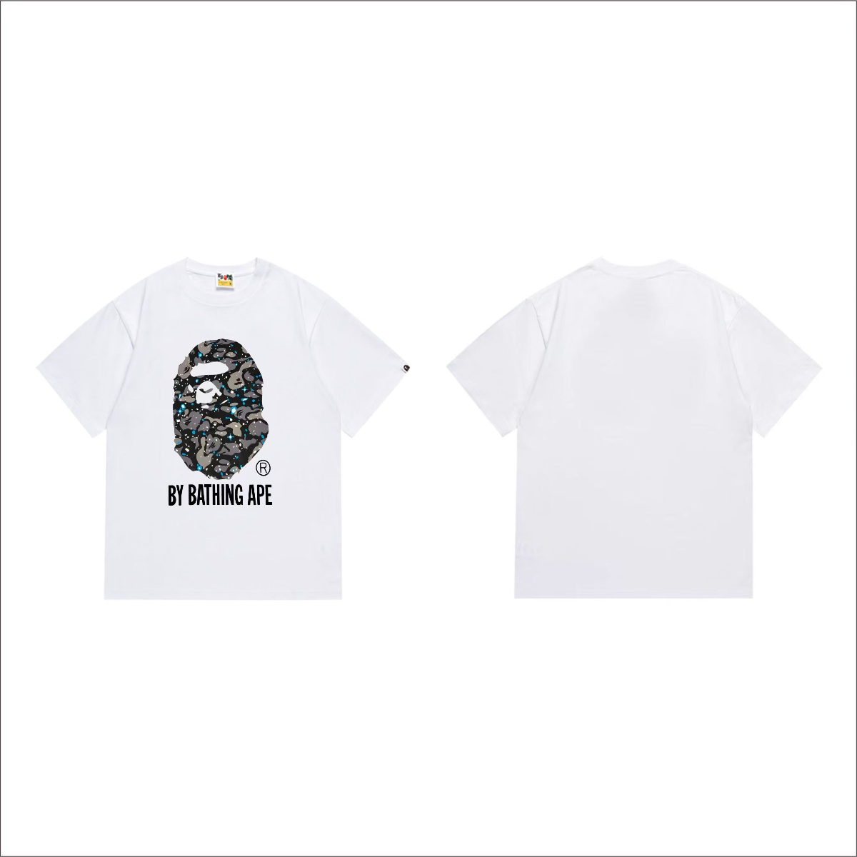 Bathing Shark and ape head print T-Shirt NextBlock