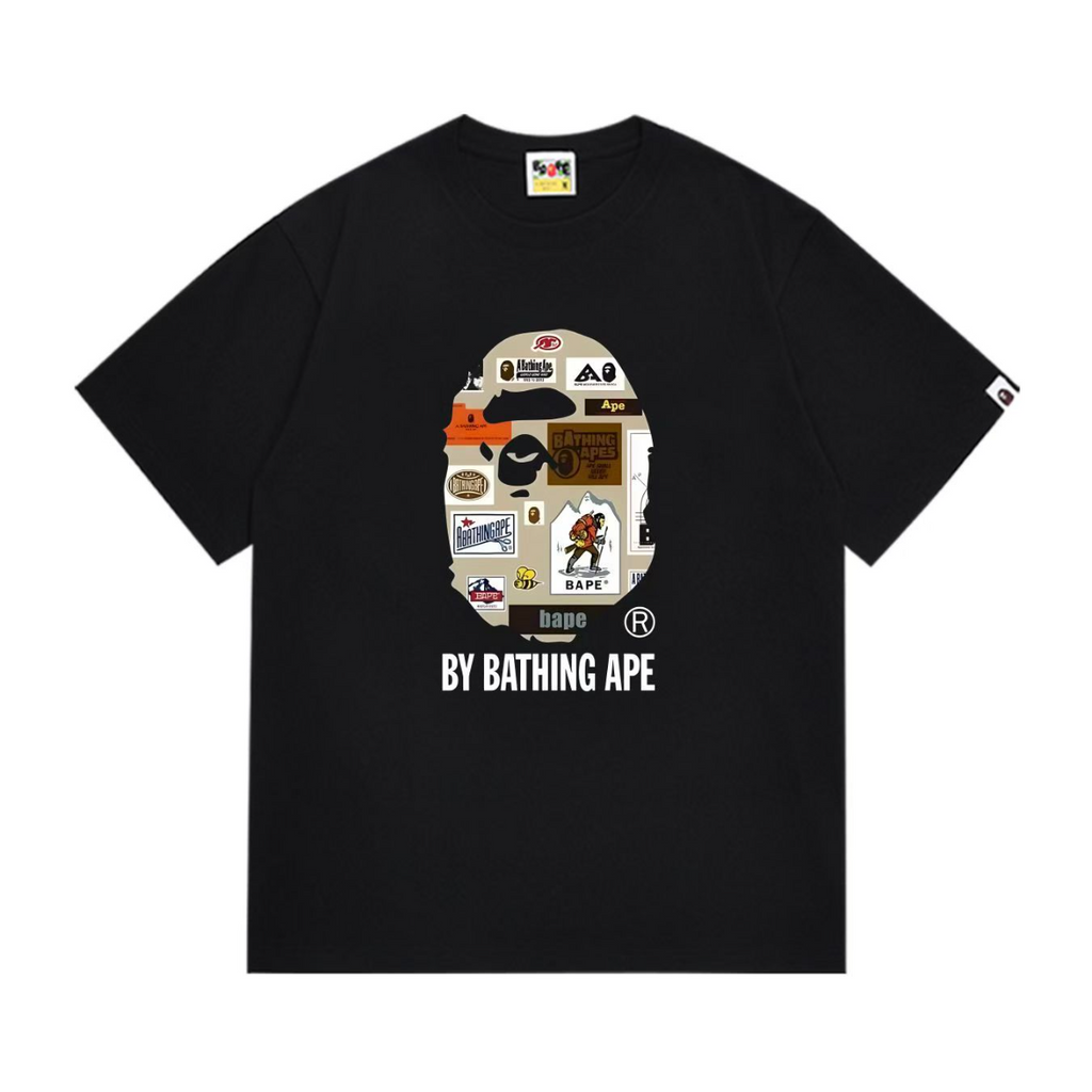 Bathing Shark and ape head print T-Shirt NextBlock