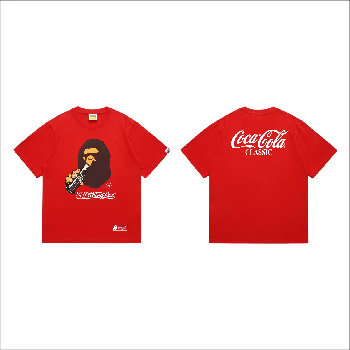 Bathing Shark and ape head print T-Shirt NextBlock