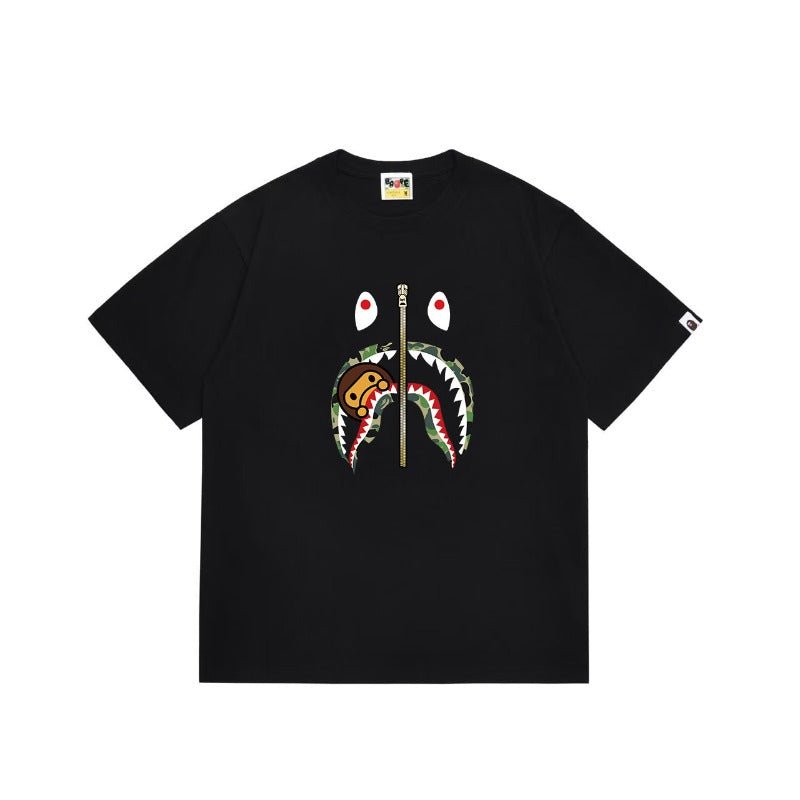 Bathing Shark and ape head print T Shirts NextBlock