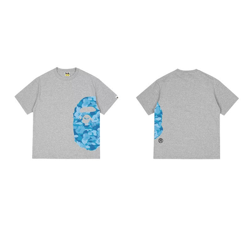 Bathing Shark and ape head print T Shirts NextBlock