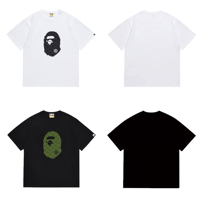 Bathing Shark and ape head print T Shirts NextBlock