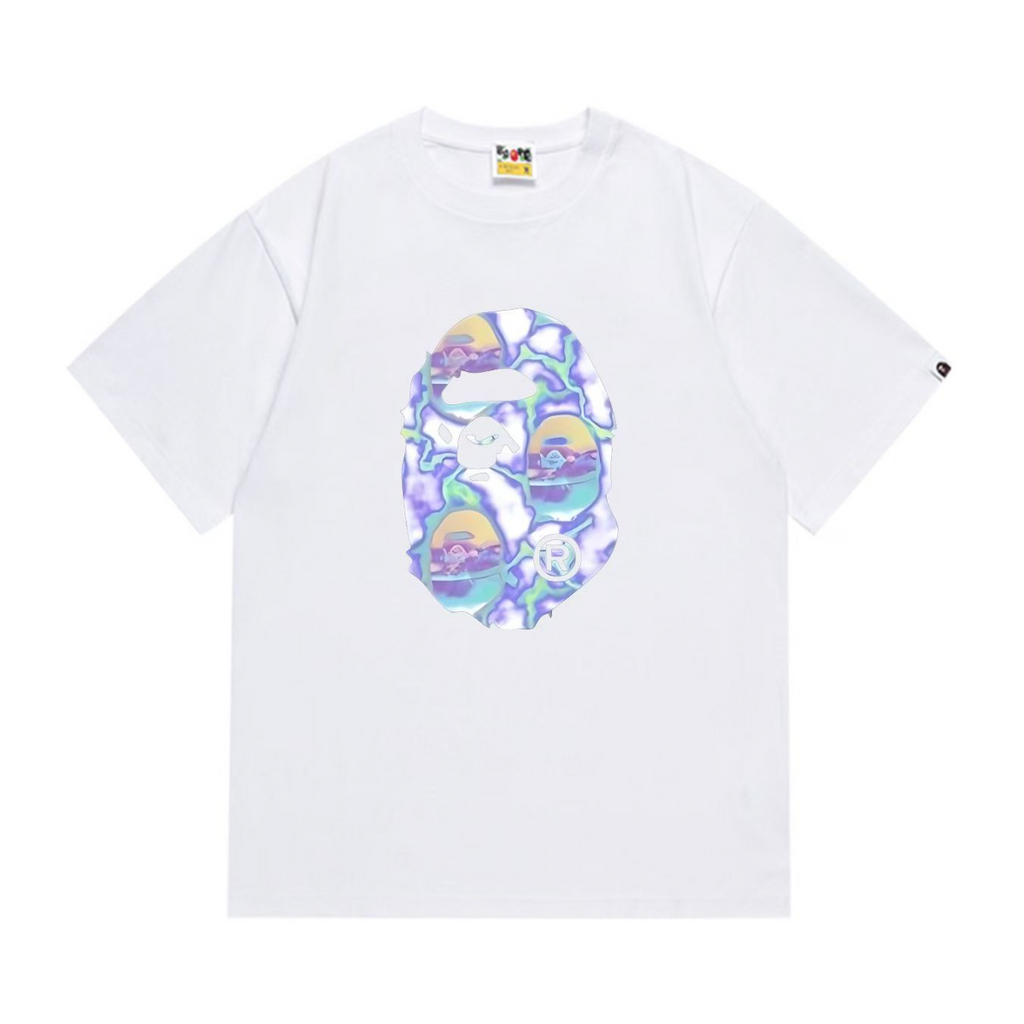 Bathing Shark and ape head print T-Shirt NextBlock