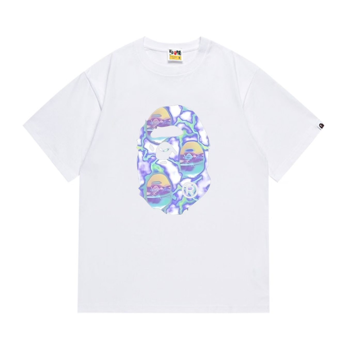 Bathing Shark and ape head print T-Shirt NextBlock