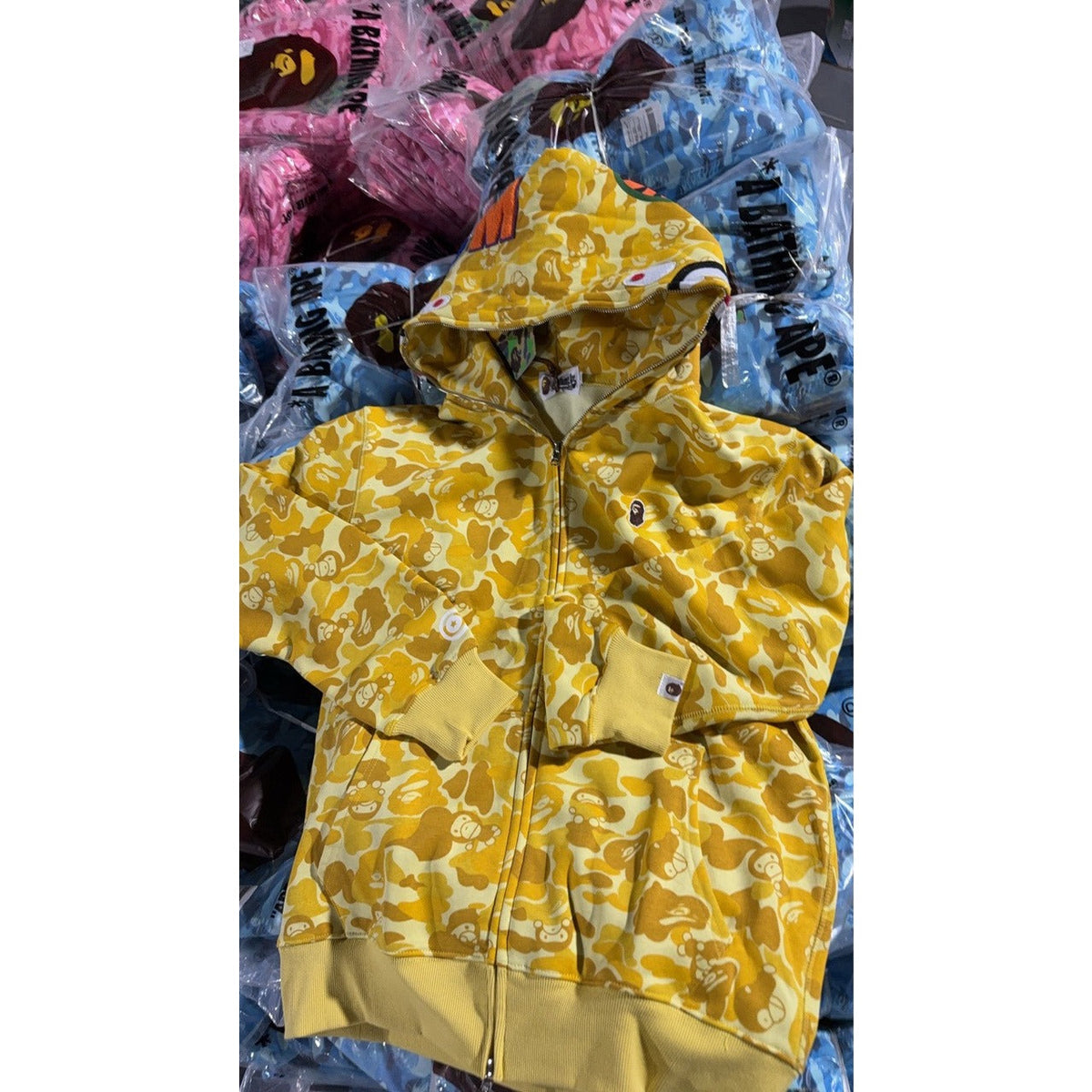 Bathing Shark and ape head print hoode BAPE fruit hooded zipper NextBlock