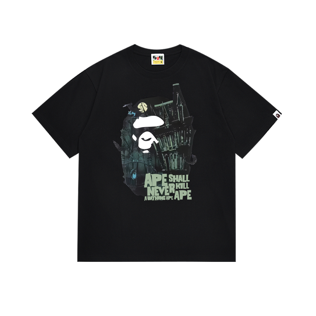 Bathing Shark and ape head print T-Shirt NextBlock