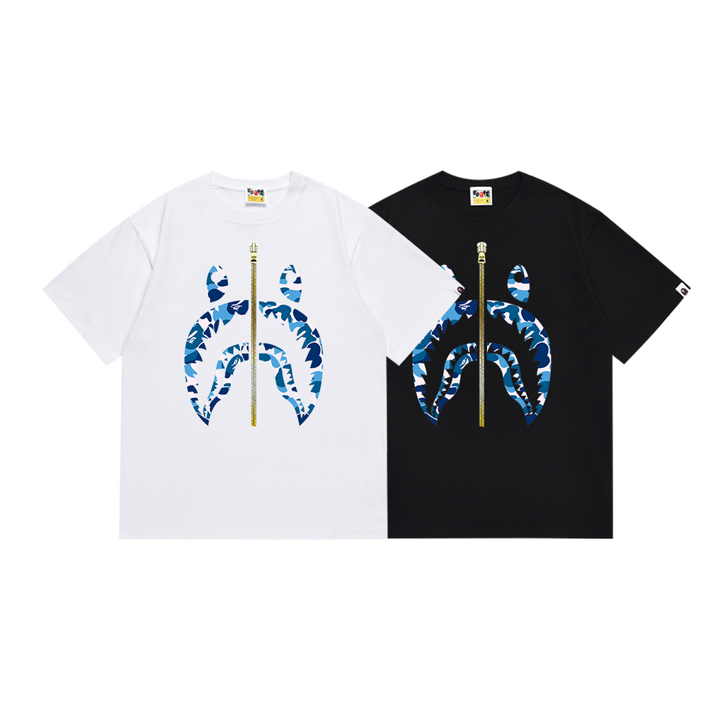 Bathing Shark and ape head print T Shirts NextBlock