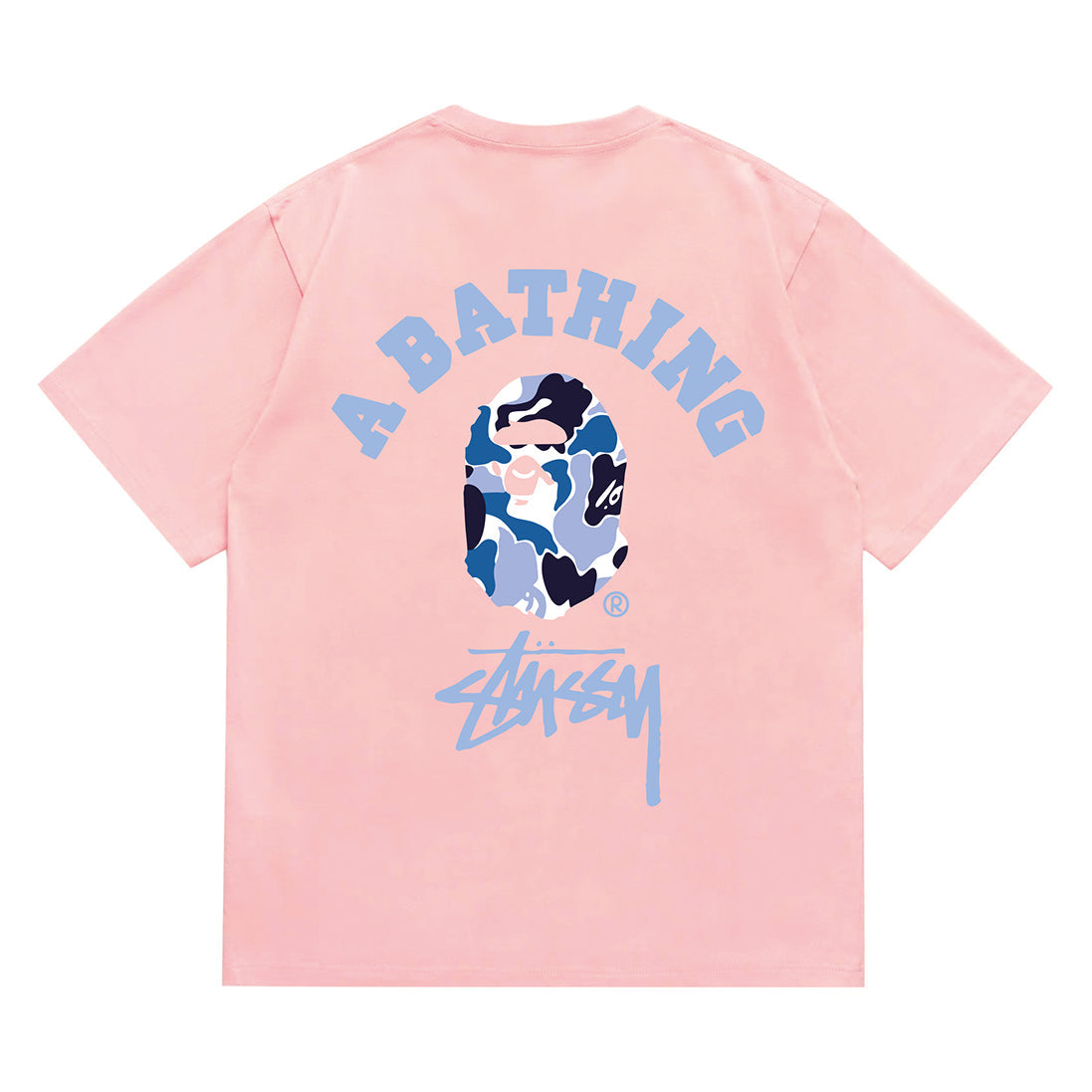 Bathing Shark and ape head print T-Shirt NextBlock