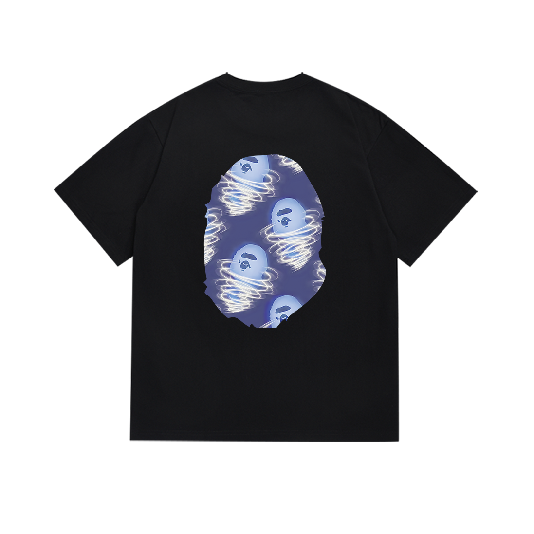Bathing Shark and ape head print T-Shirt NextBlock