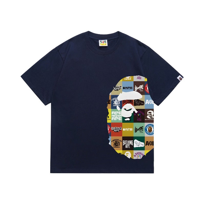 Bathing Shark and ape head print T Shirts NextBlock
