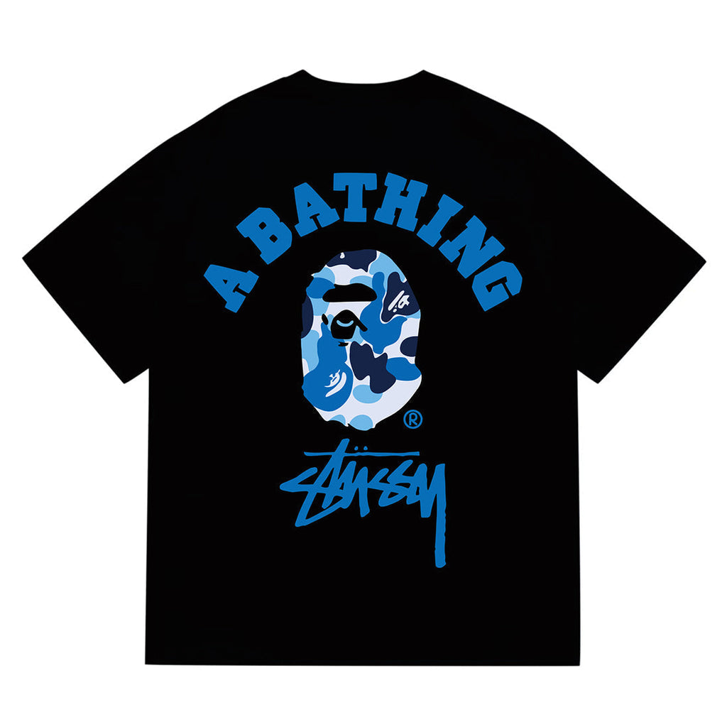 Bathing Shark and ape head print T-Shirt NextBlock