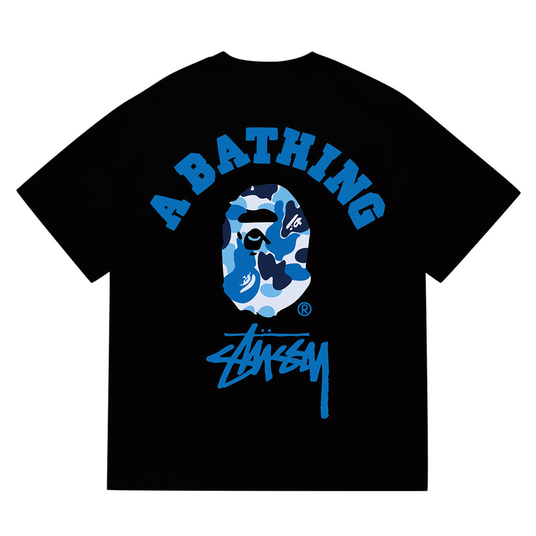 Bathing Shark and ape head print T-Shirt NextBlock