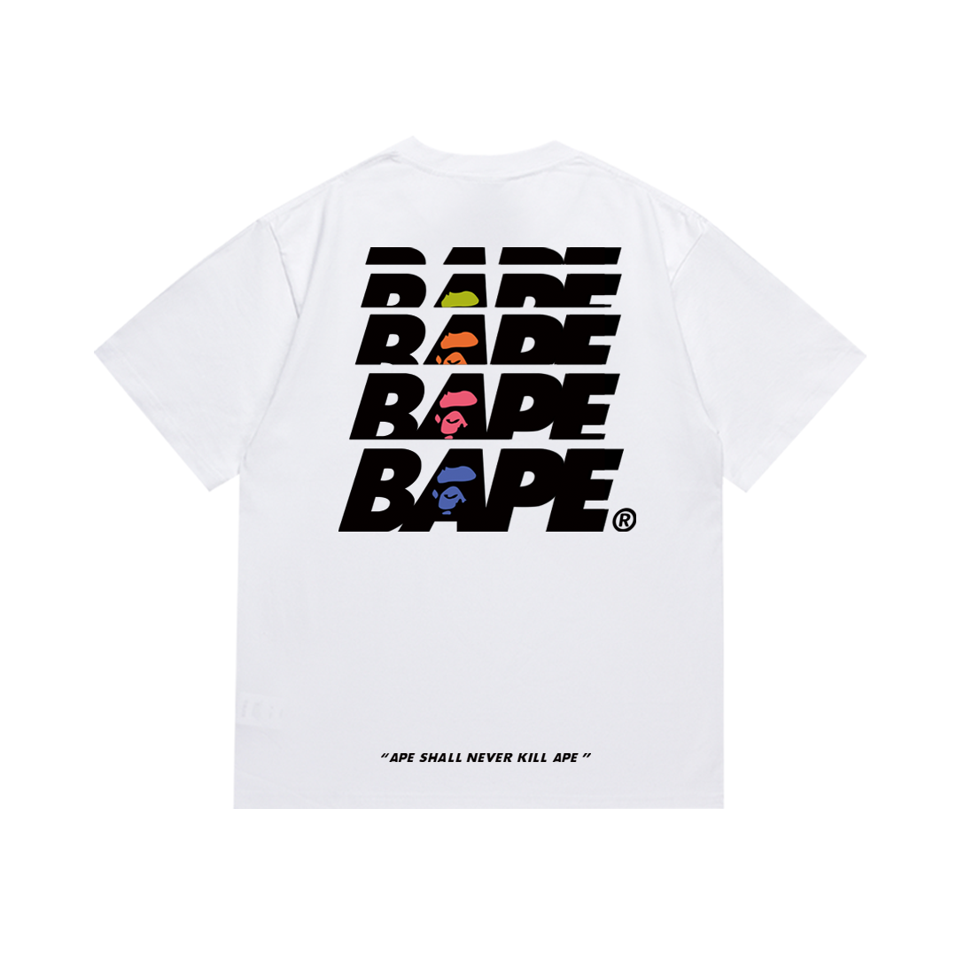 Bathing Shark and ape head print T-Shirt NextBlock