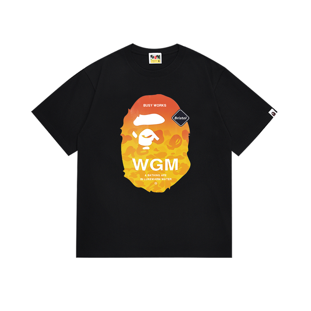 Bathing Shark and ape head print T-Shirt NextBlock